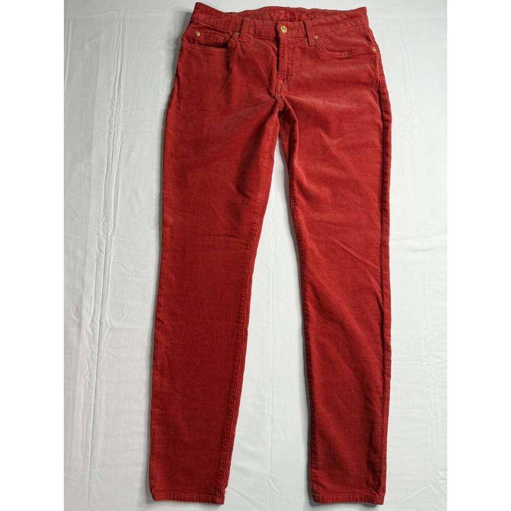 7 for All Mankind Womens Skinny Jeans Size 30 Corduroy Red Orange